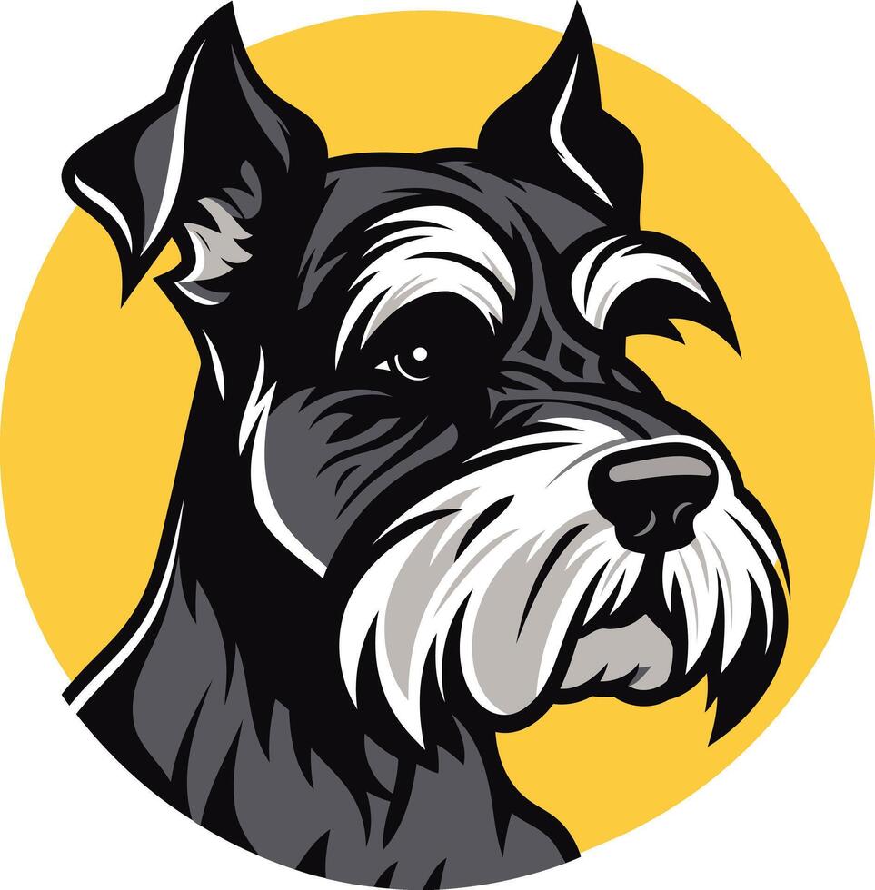 Black and White Miniature Schnauzer Portrait vector