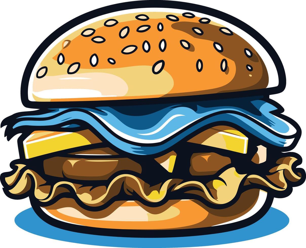 Cartoon Illustration of a Delicious Hamburger vector