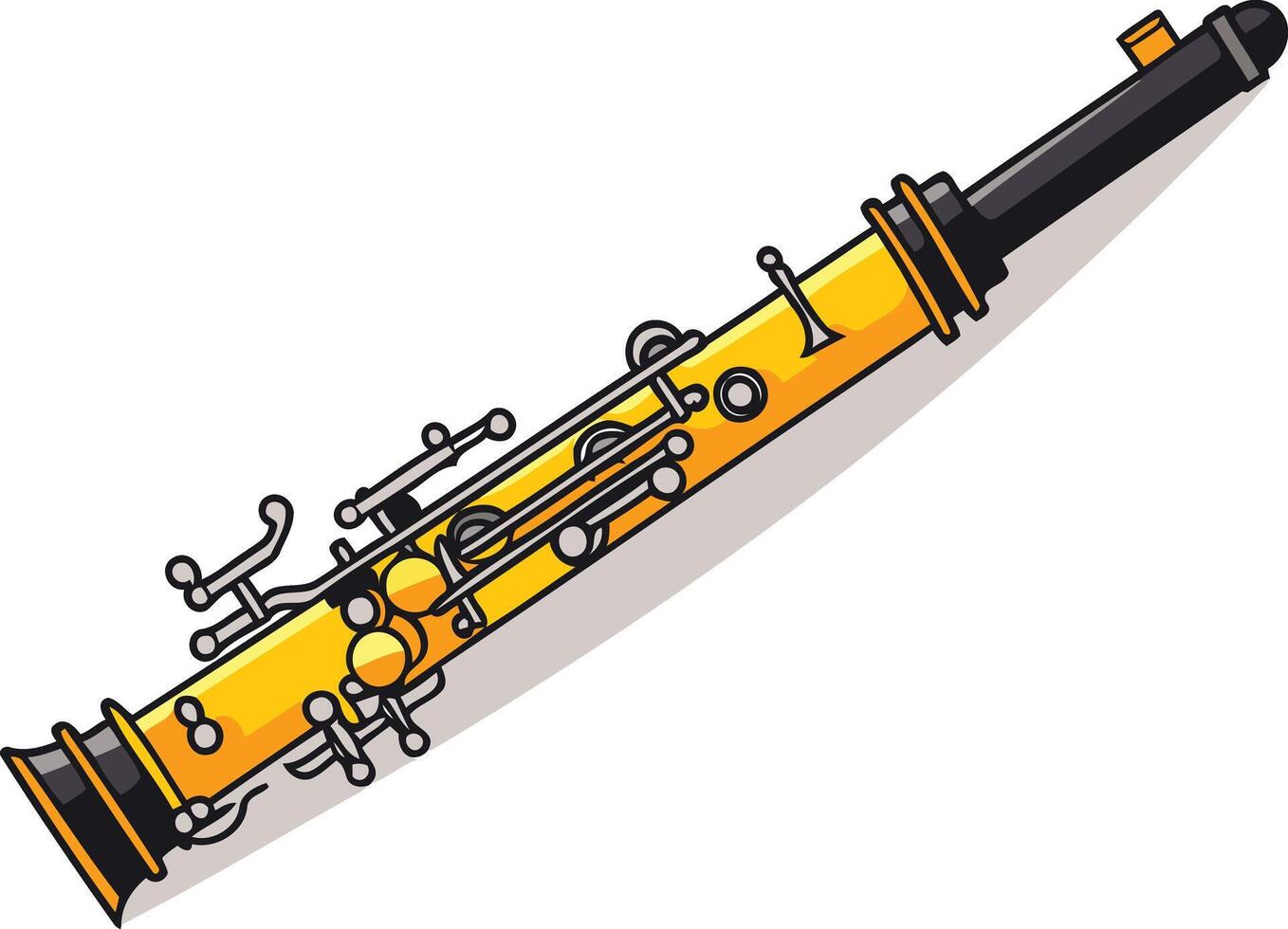 Cartoon Illustration of a Yellow Oboe vector