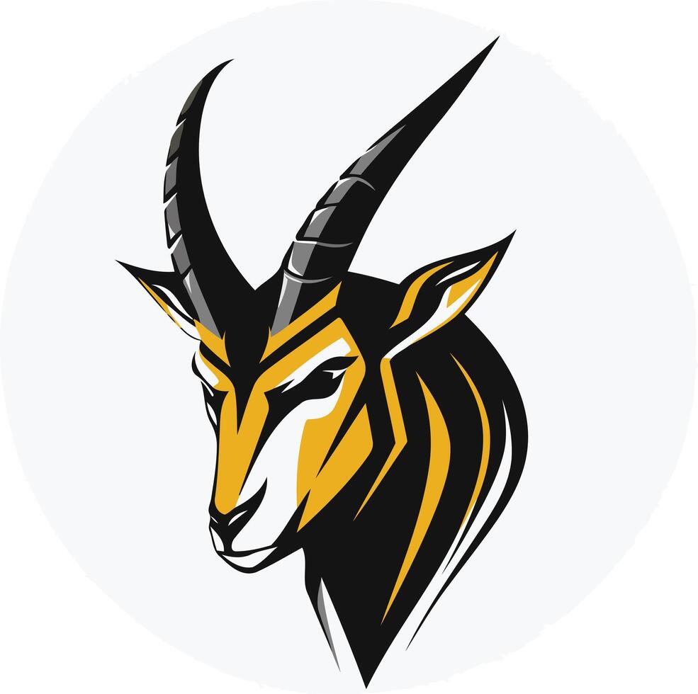 Black And Yellow Antelope Head Mascot vector