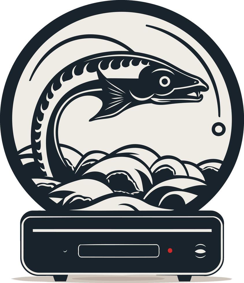 Fish Jumping Out of the Sea in a Circle vector