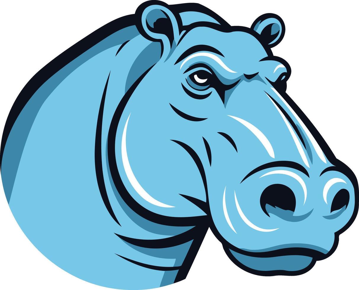 Blue Hippo Head Mascot Illustration vector