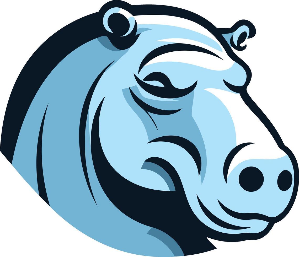 Blue Hippo Head Mascot Logo vector