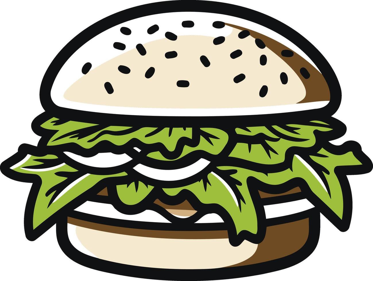 Cartoon Illustration of a Burger with Lettuce vector