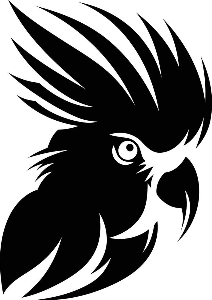 Black and White Cockatoo Head Silhouette vector