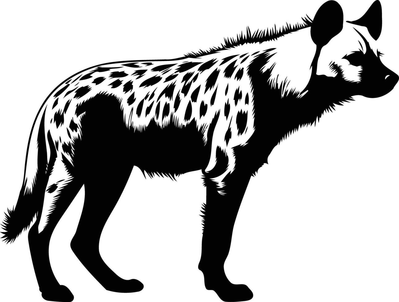Striped Hyena Standing Silhouette vector