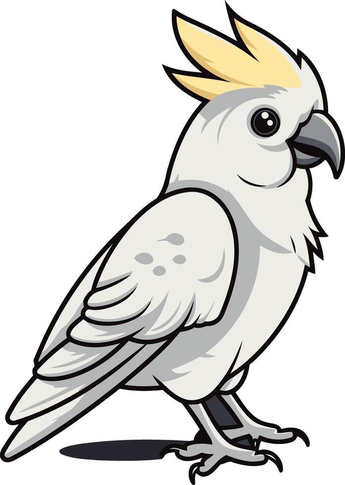 A Cartoon Cockatoo with Yellow Crest vector