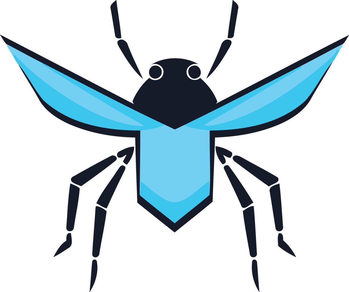 Blue and Black Bug with Wings vector