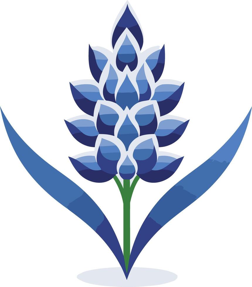Stylized Blue Flower with Green Stem vector