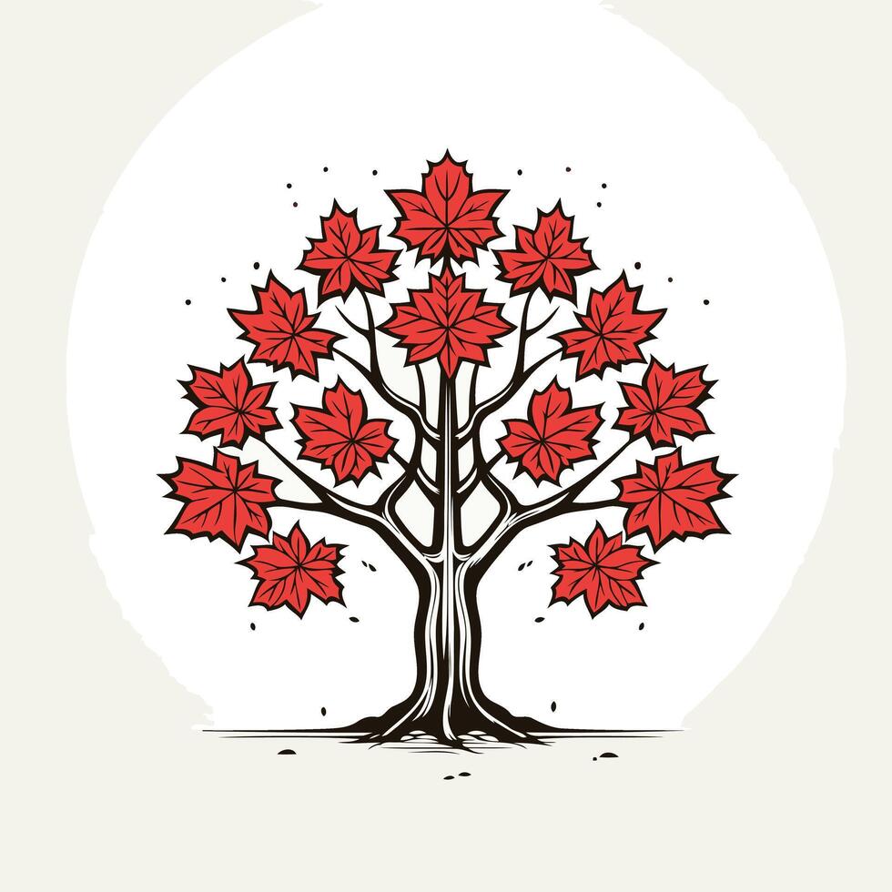 Red Maple Tree Illustration vector