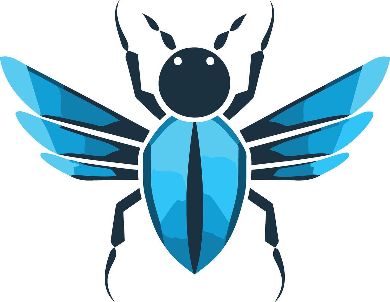 Stylized Blue Beetle with Wings vector