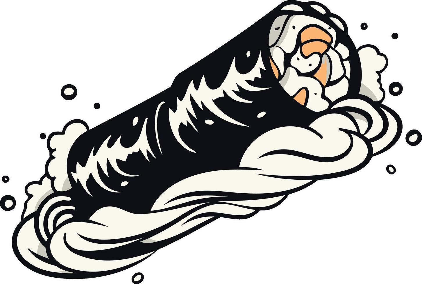 Sushi Roll Illustration with Wavy Design vector
