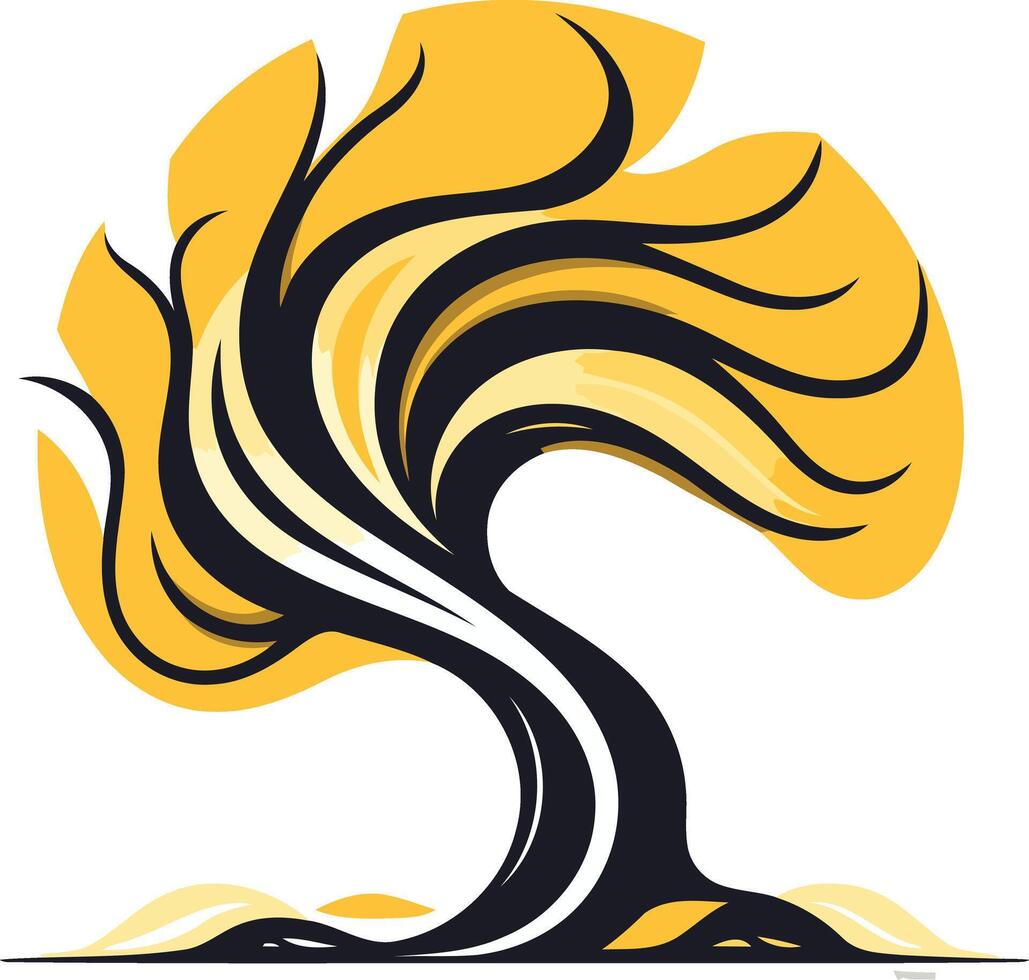 Abstract Tree with Yellow and Black vector