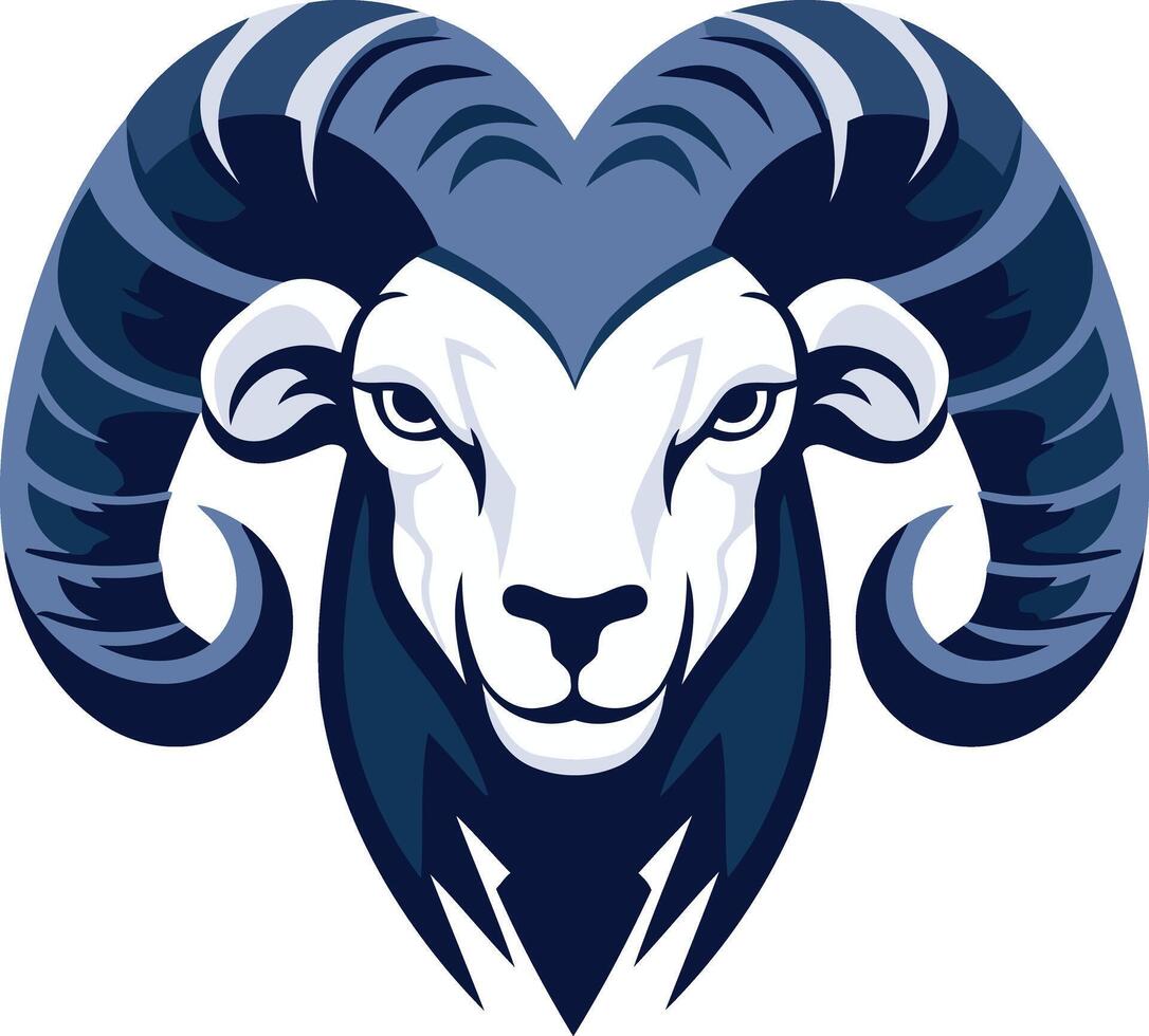 Blue and White Ram Mascot Head vector