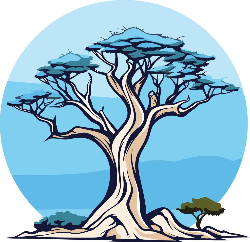 Single Tree Against a Blue Sky vector