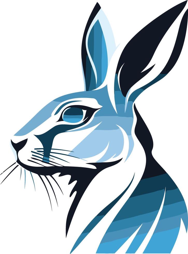 Stylized Blue Rabbit Portrait vector