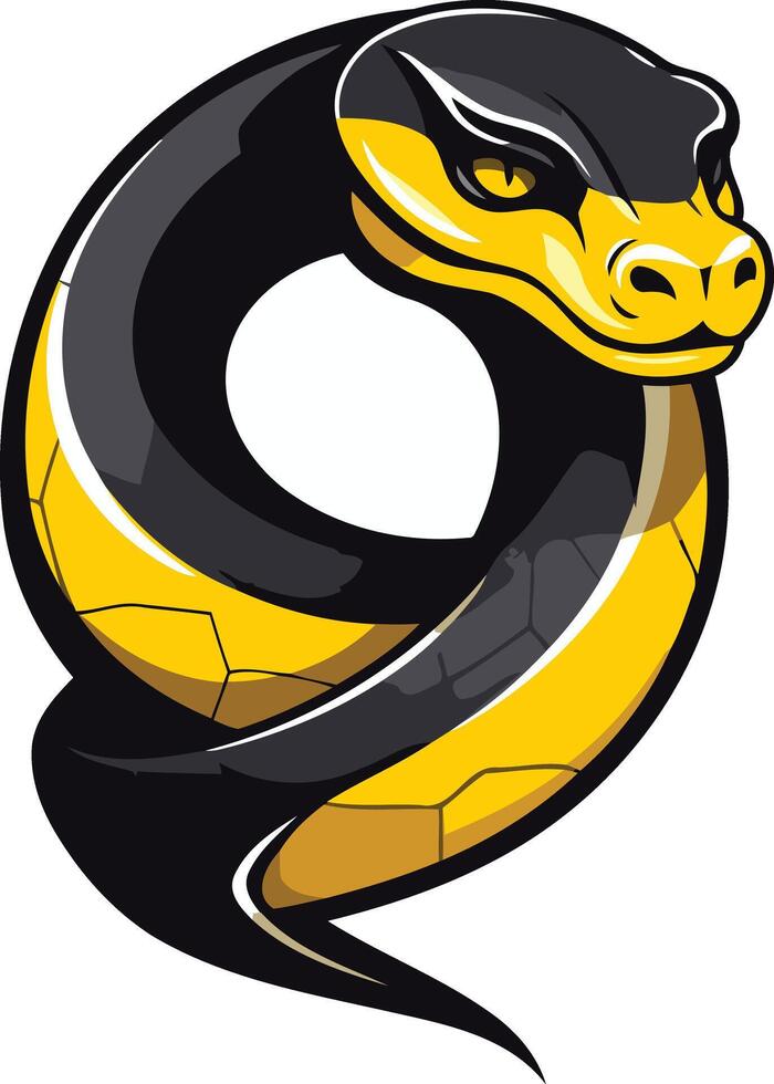 Coiled Yellow and Black Snake Cartoon vector