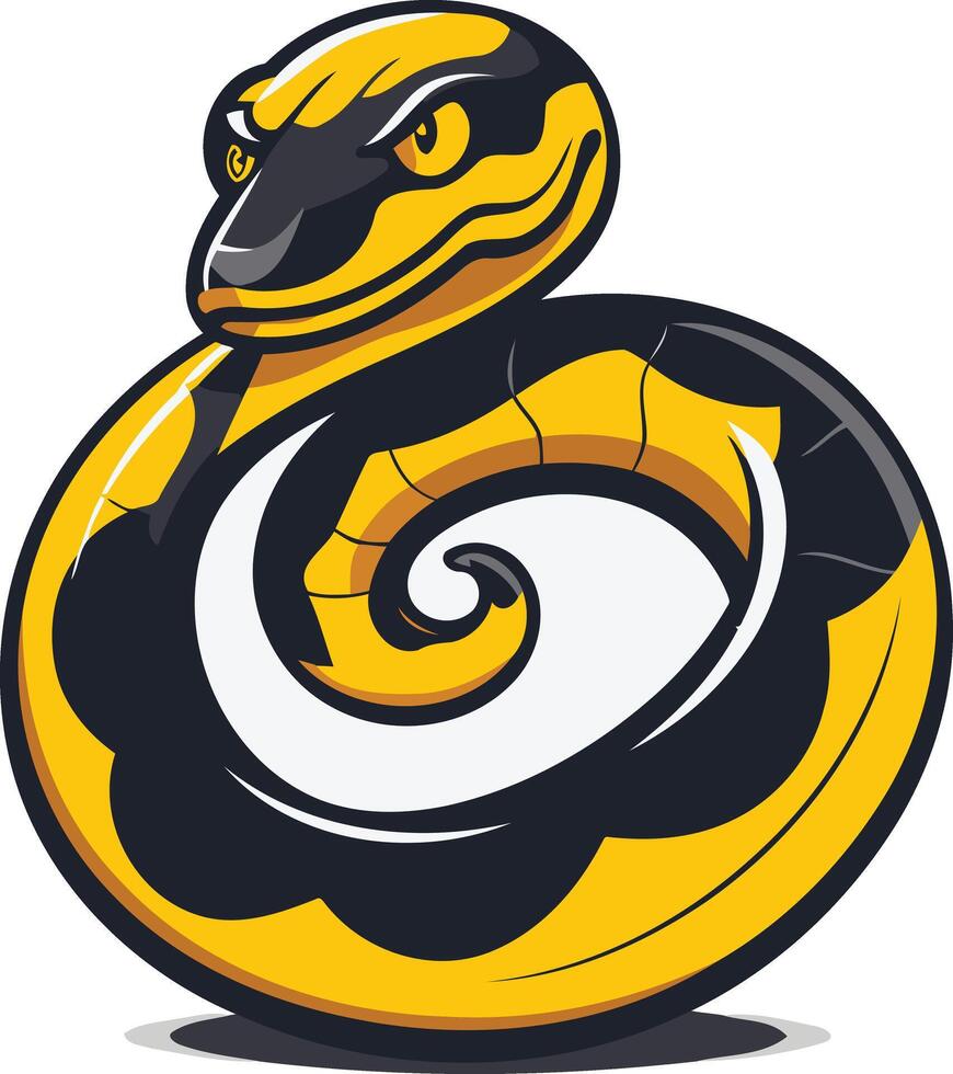 Cartoon Yellow and Black Snake Coiled Up vector