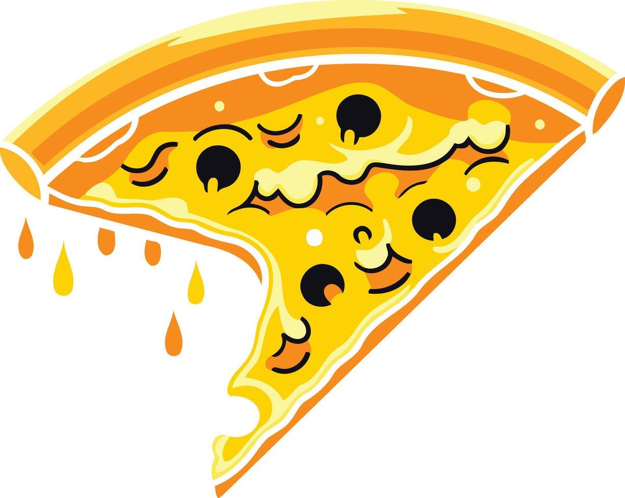 A Cheesy Pizza Slice Dripping with Deliciousness vector