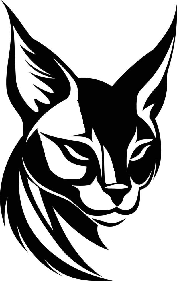 A bold, black and white silhouette of a lynx head, perfect for creating a powerful and fierce logo or design vector