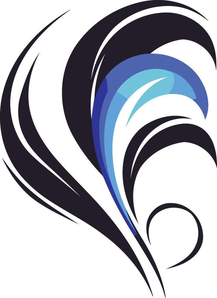 Abstract Design with Blue and Black Curves vector