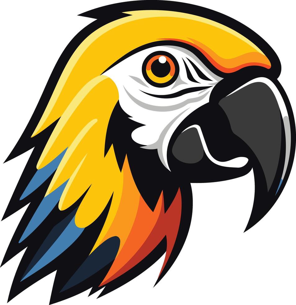 Yellow and Blue Macaw Head Illustration vector