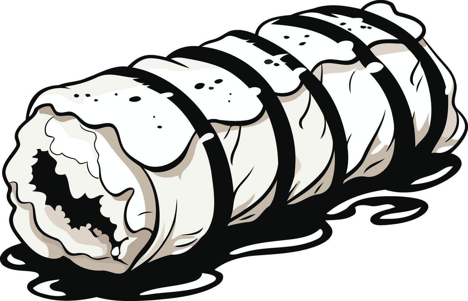 Cartoon Sushi Roll with Dripping Sauce vector