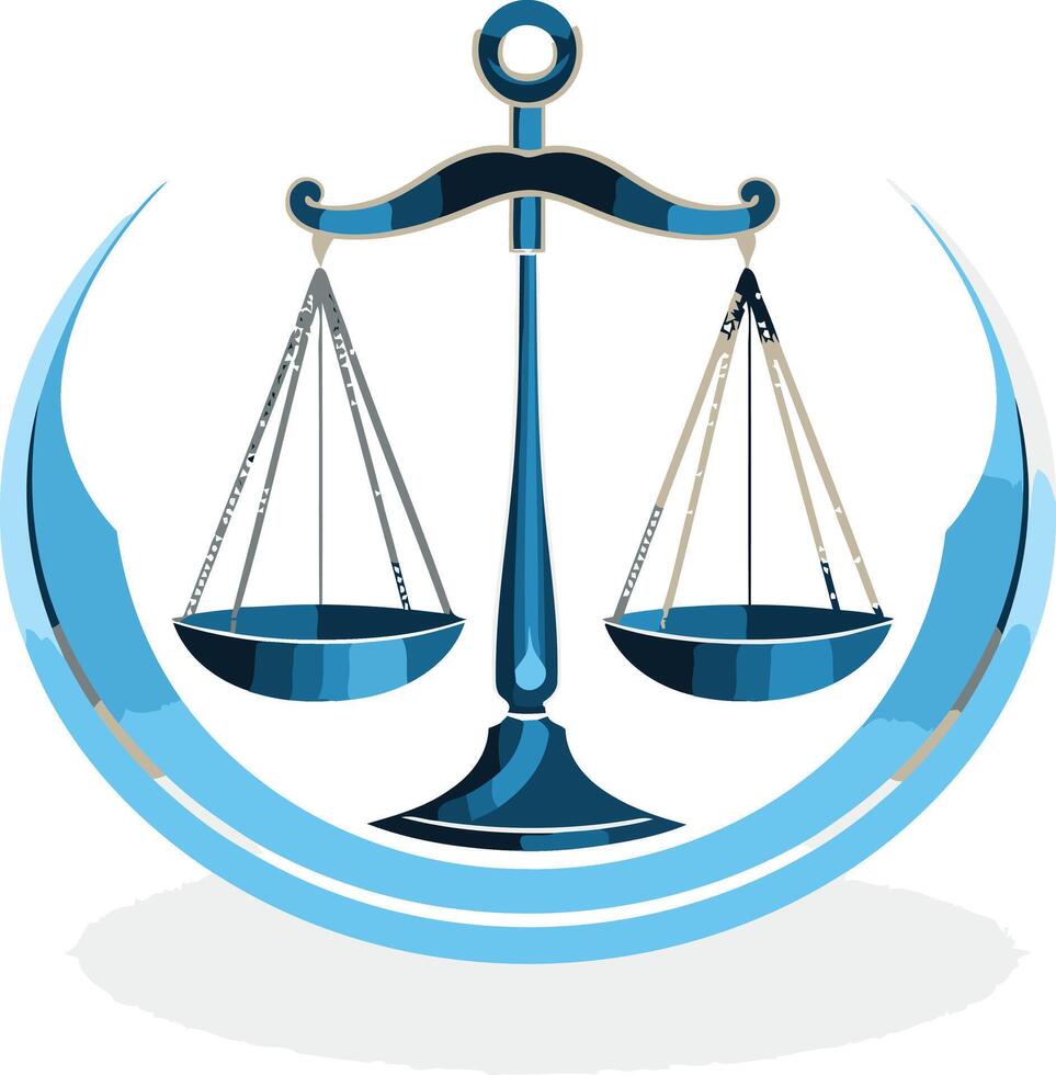Scales of Justice in a Blue Circle vector
