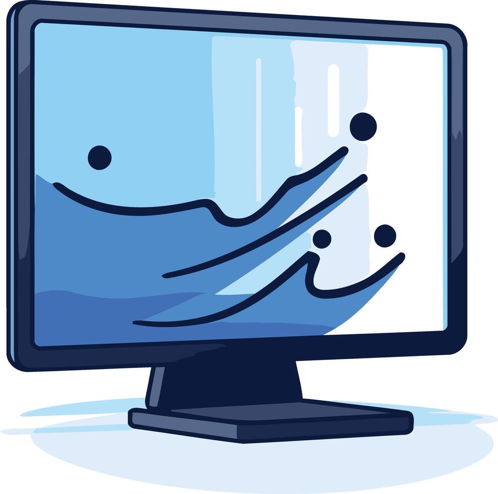 Computer Monitor with Abstract Water Wave Design vector