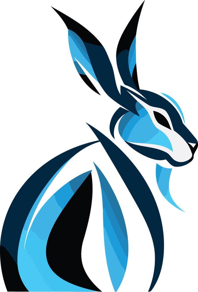 Abstract Blue and Black Rabbit vector