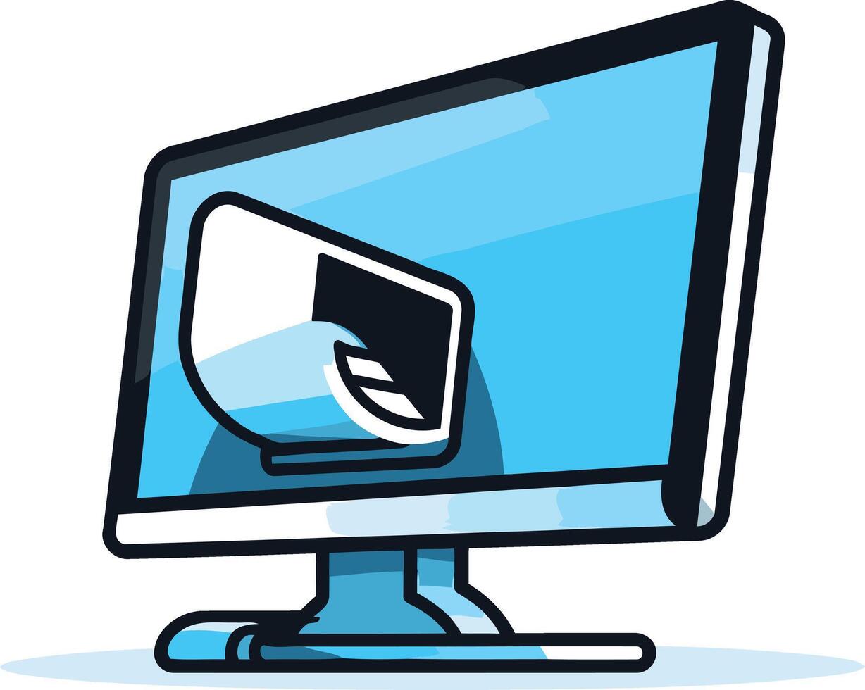 Computer Monitor with a Printer Icon vector