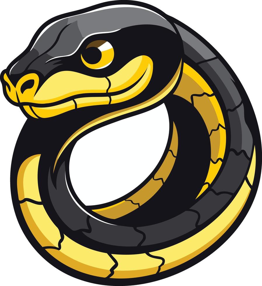 Cartoon Snake with Yellow Stripes vector