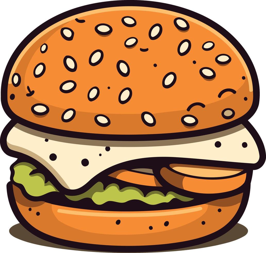 Cartoon Illustration of a Delicious Burger vector