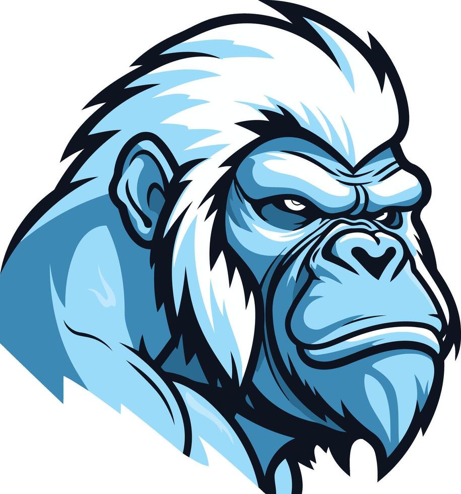 Blue Yeti Mascot with Fierce Expression vector