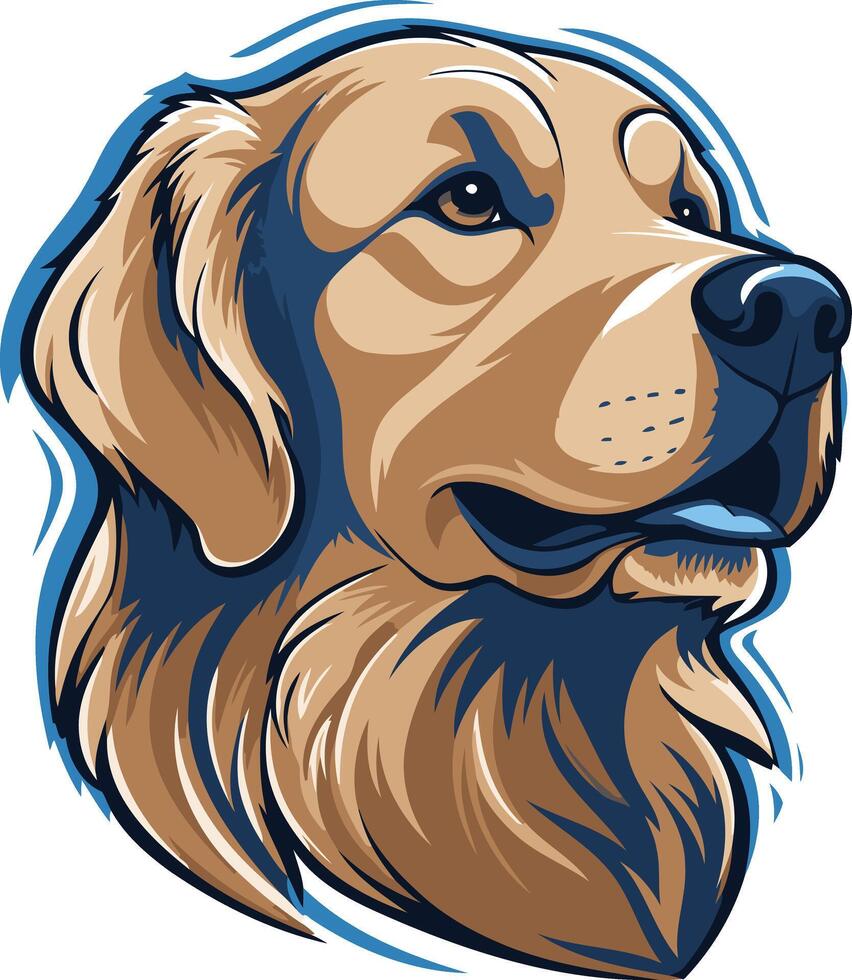 Golden Retriever Portrait Illustration vector