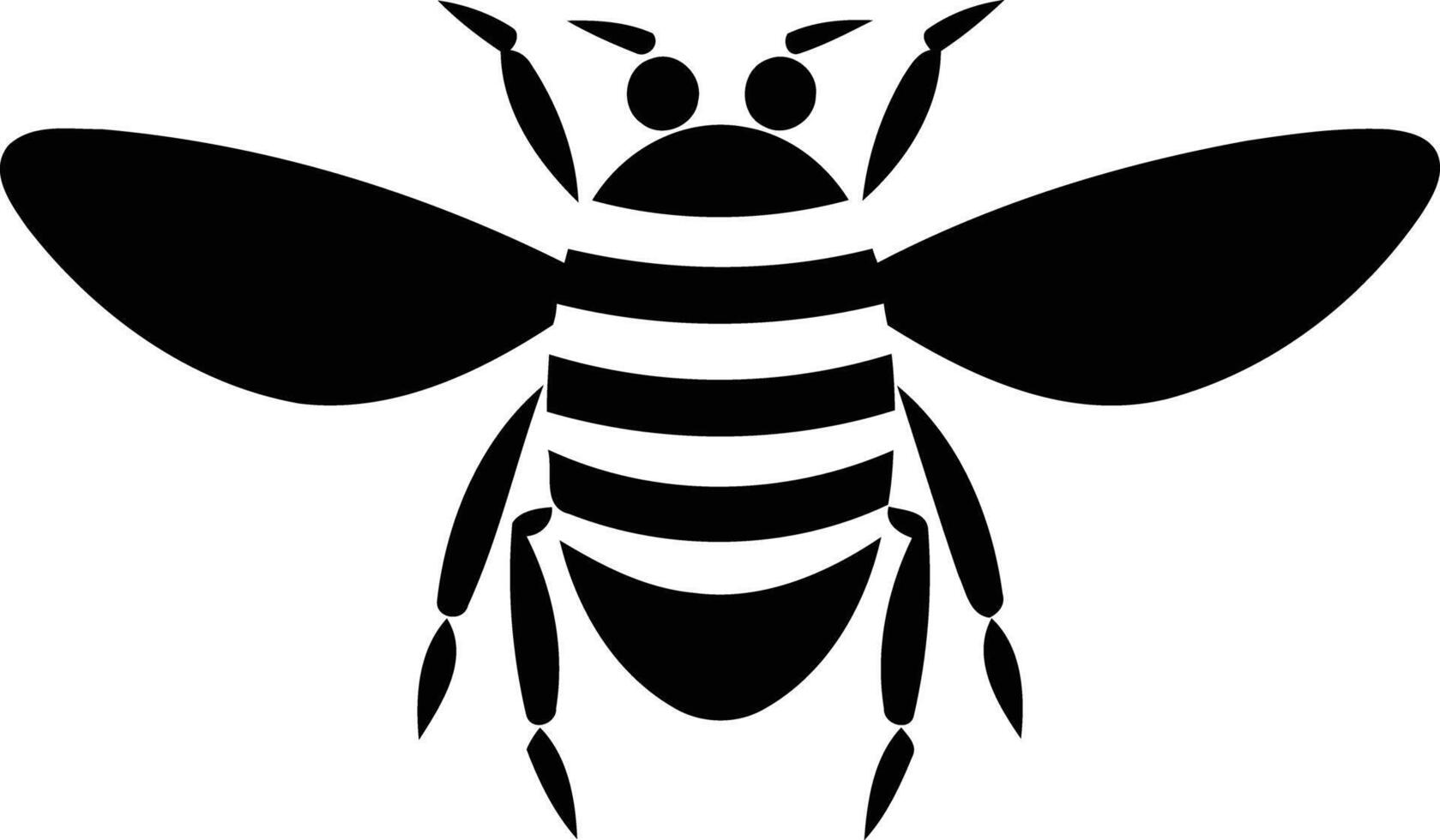 Simple black and white bee silhouette, perfect for logo or branding vector