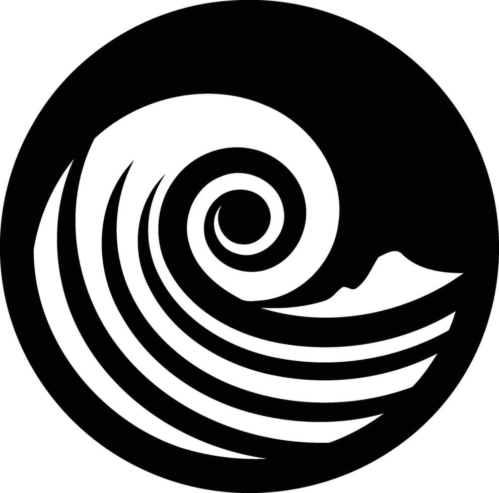 A simple, bold, black and white illustration of a stylized wave, perfect for logo designs, branding, and tattoos vector