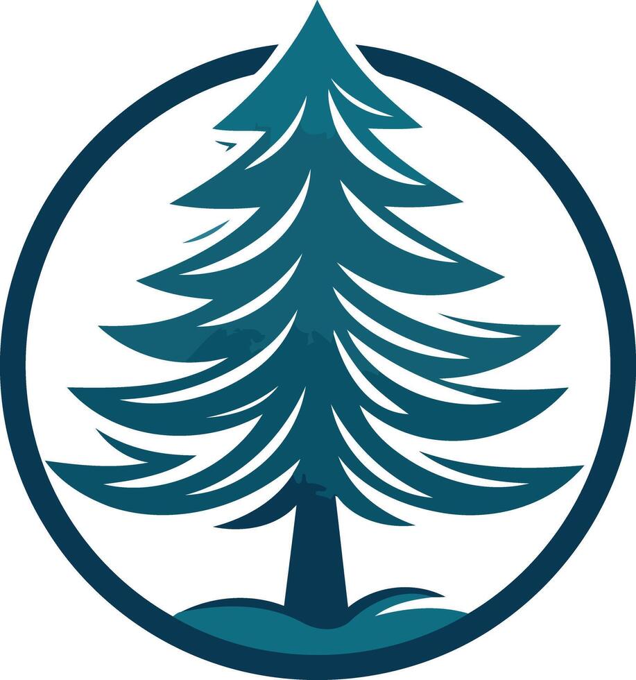 Stylized Pine Tree Logo in a Circle vector