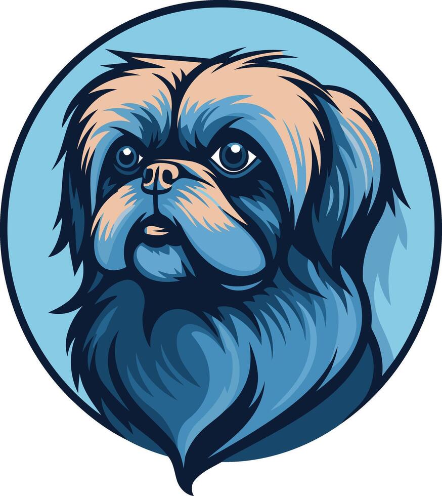 Blue and White Pekingese Portrait vector