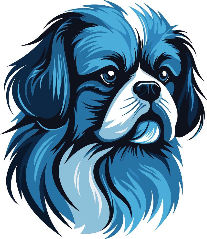 Blue Pekingese Dog Portrait vector