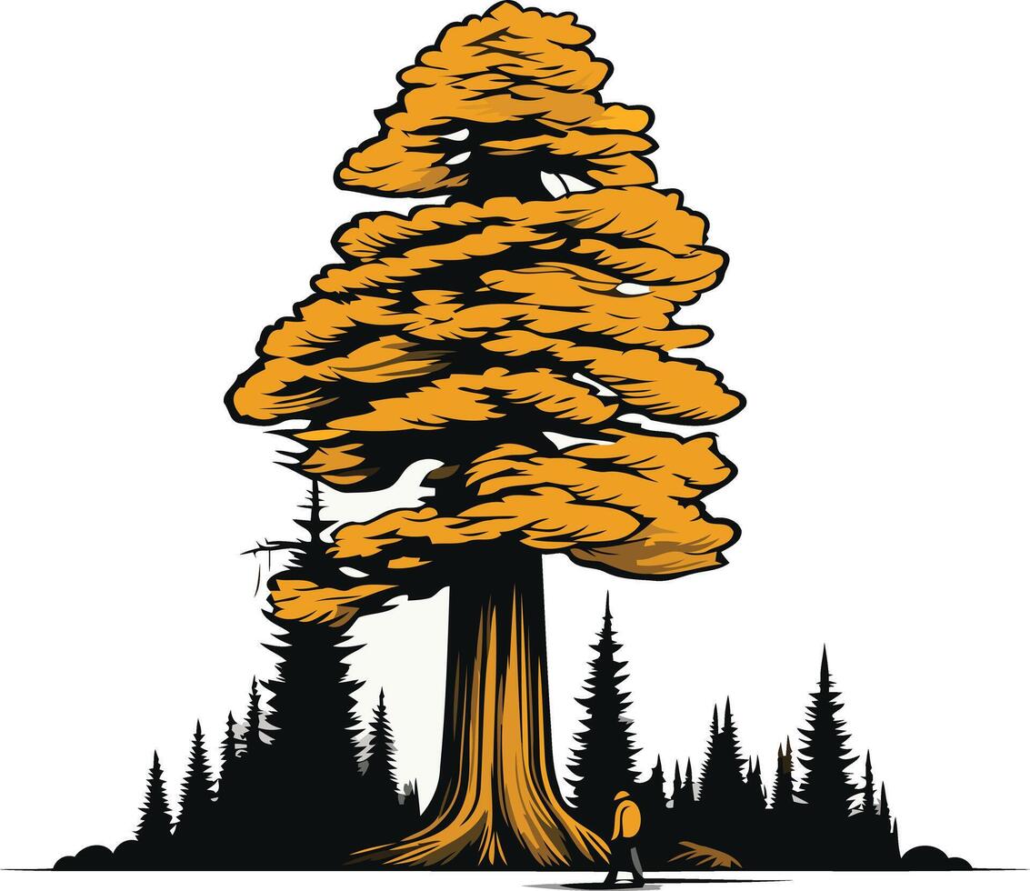 Giant Redwood Tree in the Forest vector