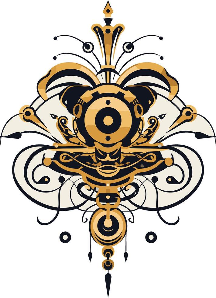 Ornamental Golden Pattern With Central Eye vector