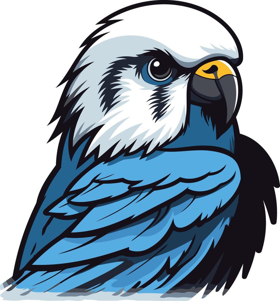 Blue and White Parrot Portrait vector