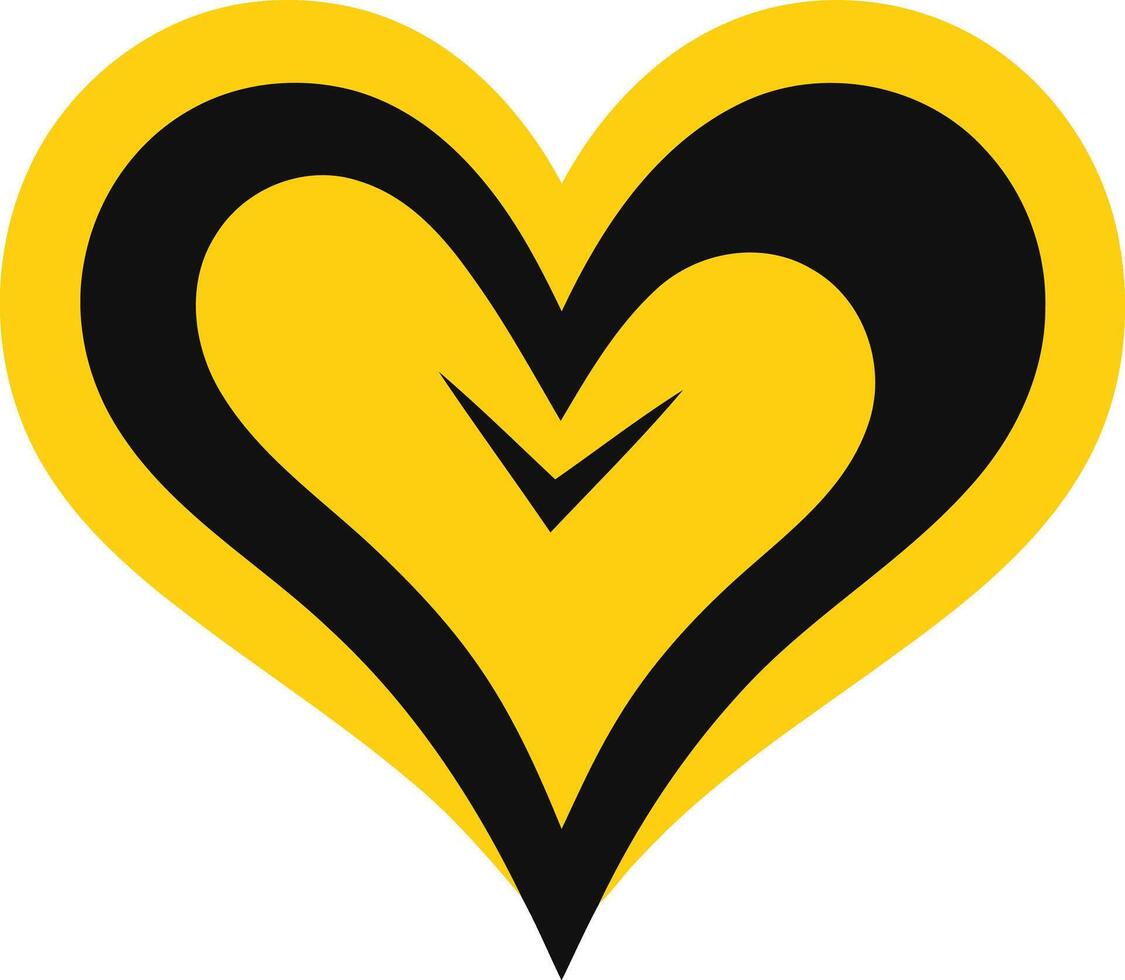 Abstract Heart Design in Yellow and Black vector