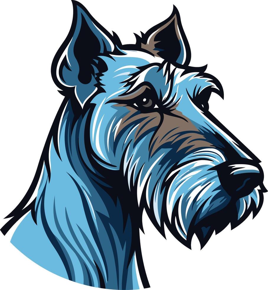 Blue and Grey Portrait of a Scottish Terrier vector