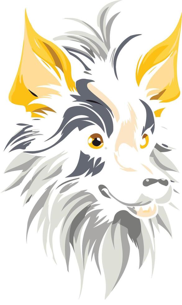 A Playful Look Of A White Wolf With Yellow Ears vector