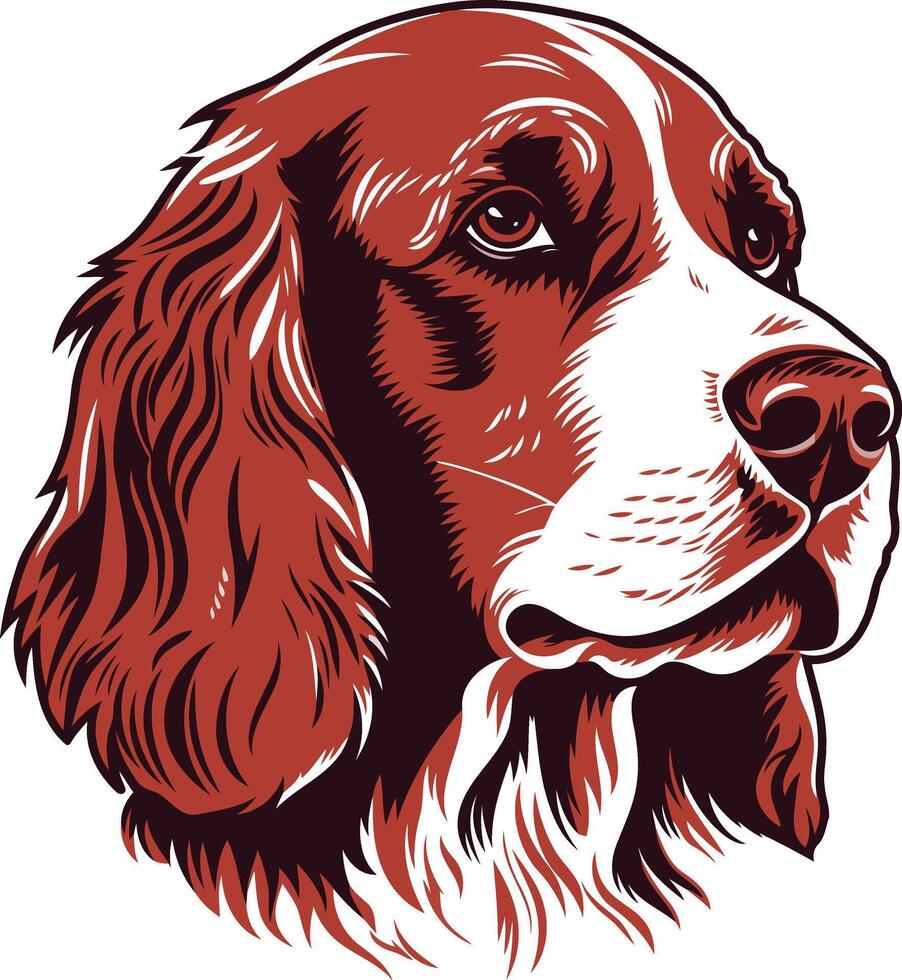 Red and White Dog Portrait vector