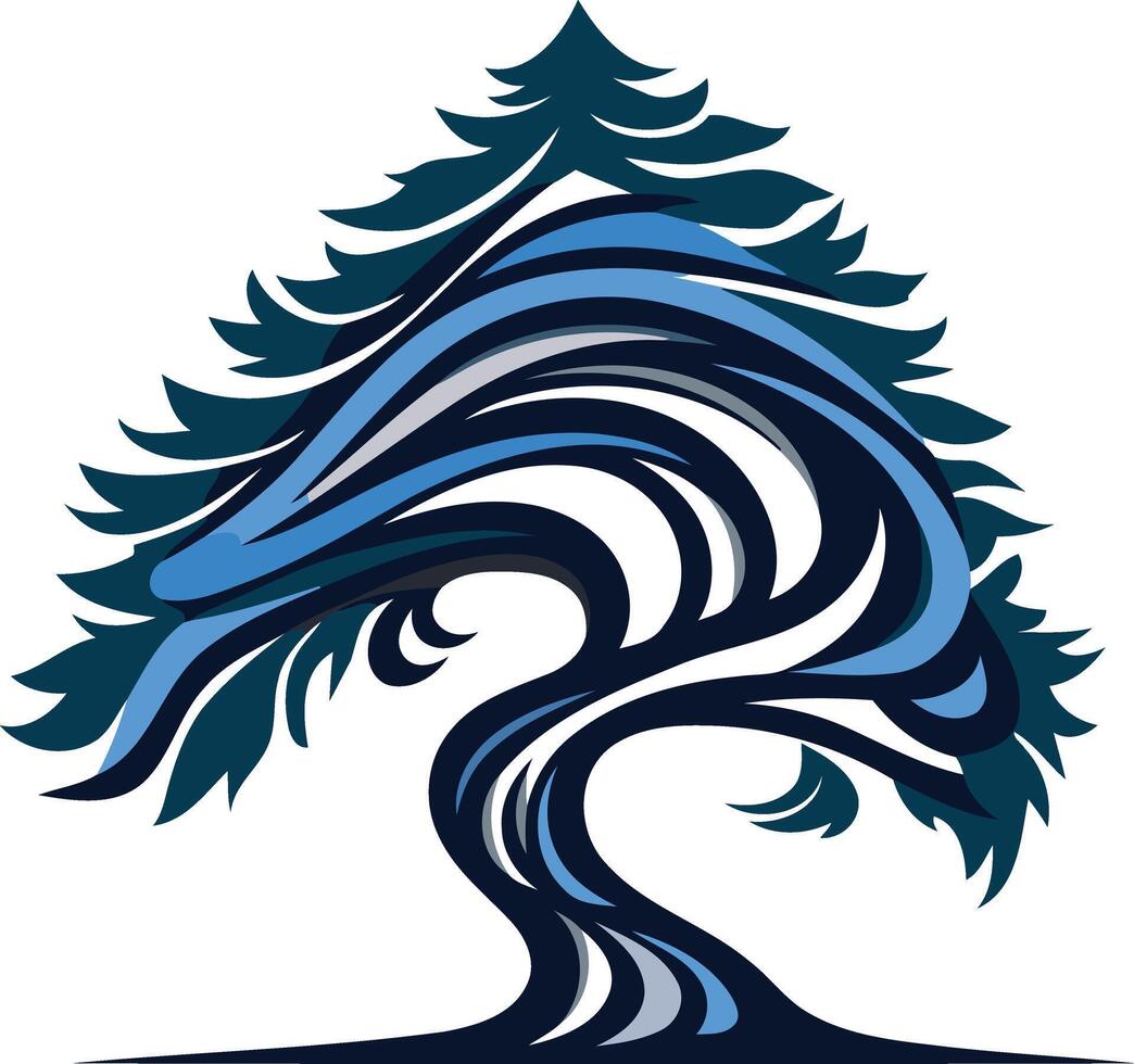 Abstract Tree with Blue and Green Tones vector