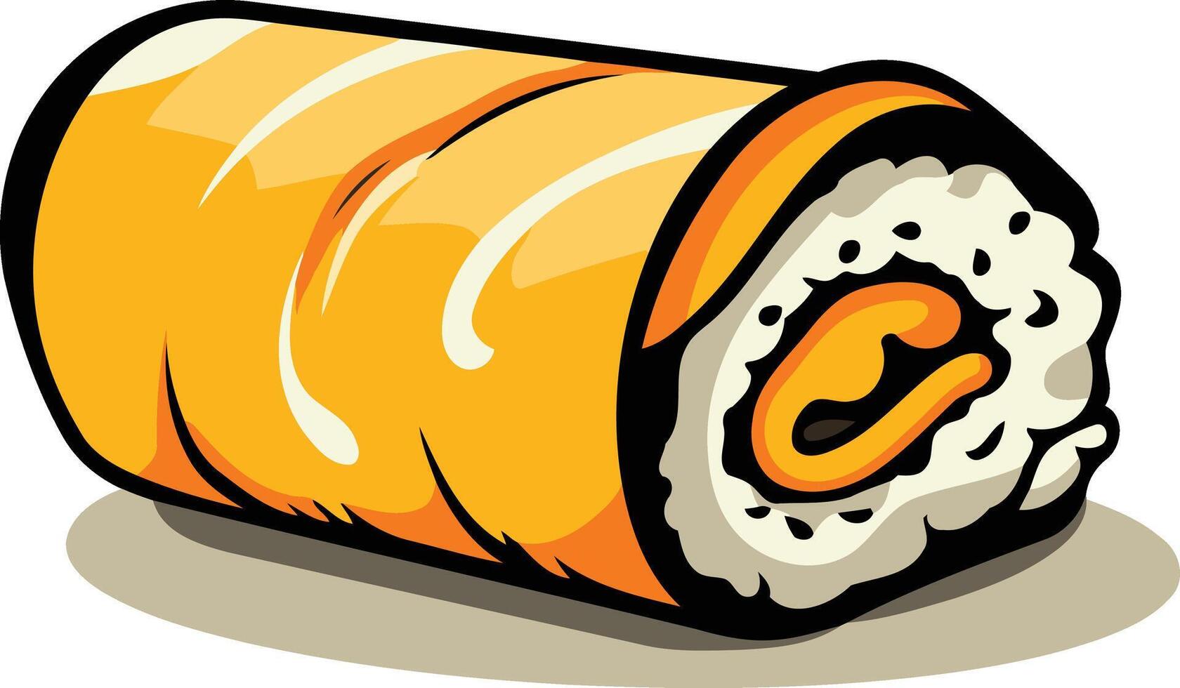 Cartoon Illustration of a Sushi Roll vector