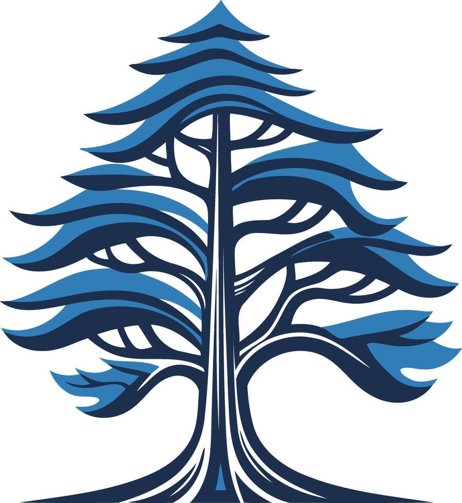 Stylized Blue Cedar Tree Illustration vector
